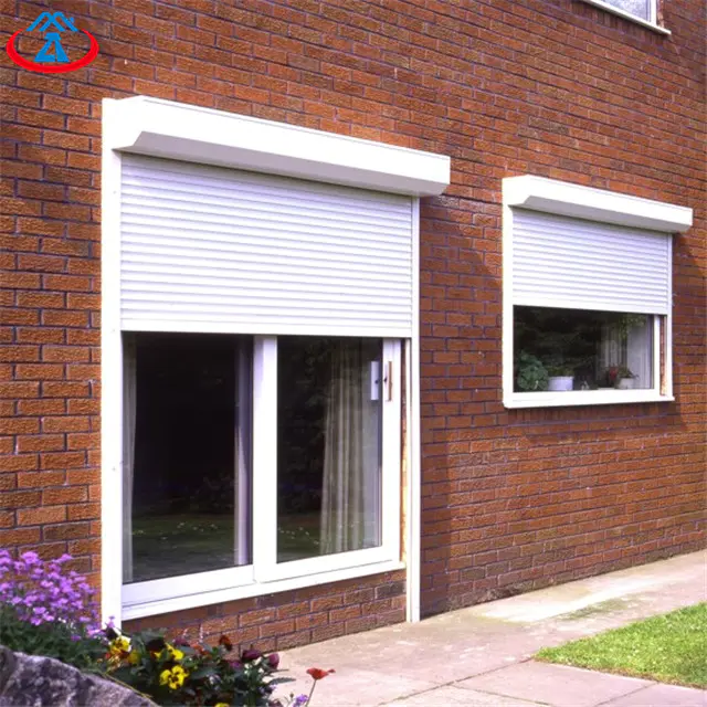 White 800mmW*2200mmH 39mm Width Of The Slat Double Layer Electric Aluminum Roller Window for House