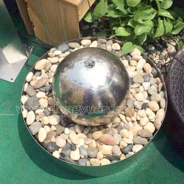 Stainless Steel Hollow Sphere Fountain Ornament, Garden Water Fountain