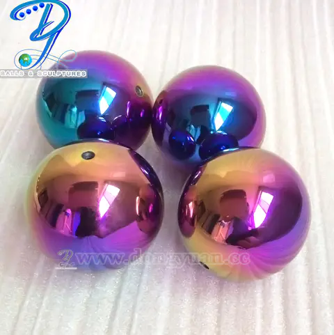 Gazing and Reflection Stainless Steel Hollow Ball with Rainbow Color