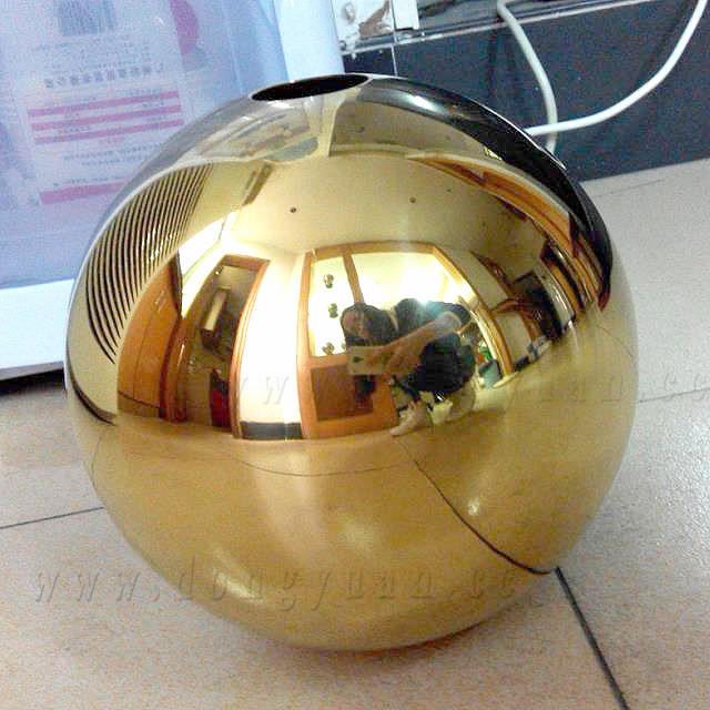 Stainless steel spherical sound sculptures , metal steel garden reflection ball