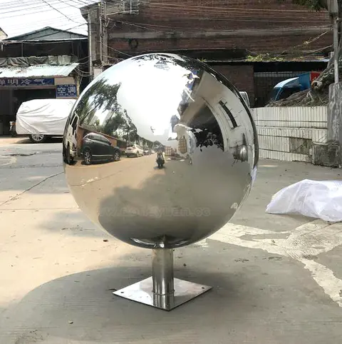 Stainless Steel Hollow Sphere Fountain Ornament, Garden Water Fountain