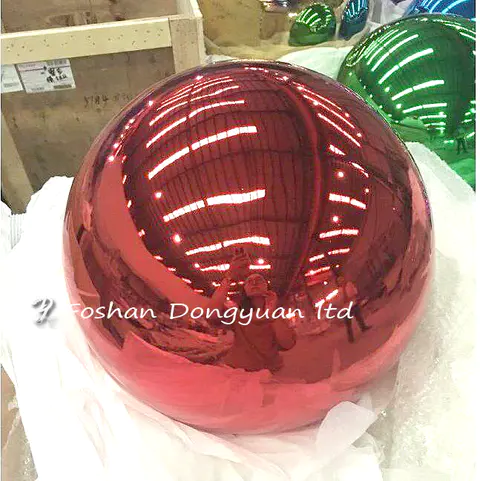 Stainless steel spherical sound sculptures , metal steel garden reflection ball