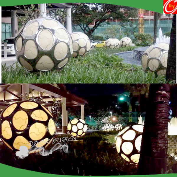 stainless steel football lights sculpture for plaza construction and garden decoration
