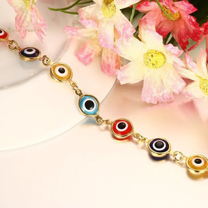 Wholesale 2020 New Design 8mm stainless steel colorful glass beads gold bracelet 326