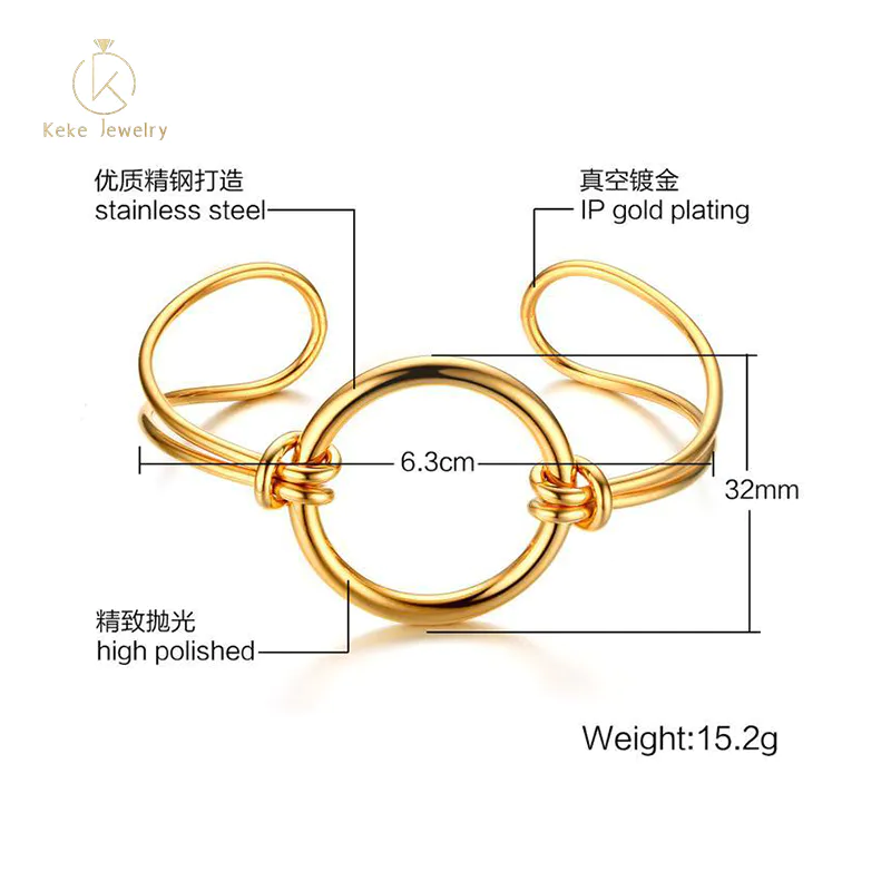 Special design European and American style 32MM stainless steel open gold ladies bracelet B-195G
