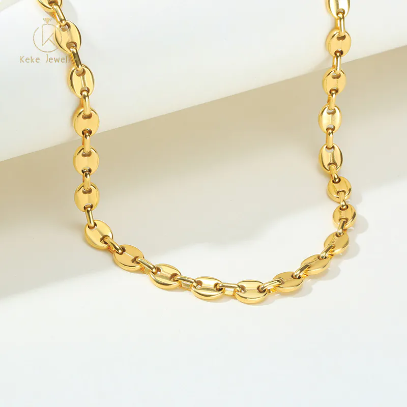 Wholesale Coffee bean shape 24K gold stainless steel multi-purpose bracelet/necklace/short clavicle chain BR-835