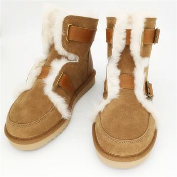 HQB-WS016 Fashionable hot selling snow boots premium quality thermal winter boots genuine sheepskin boots for women