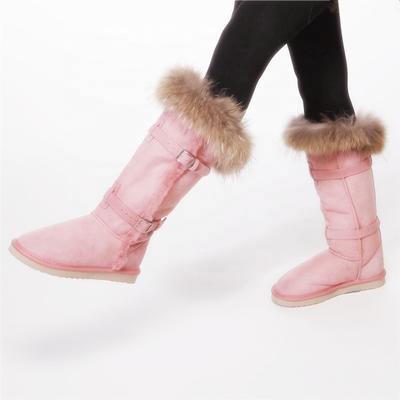 HQB-WS072 OEM customized premium quality winter thermal fashion style genuine sheepskin snow boots for women