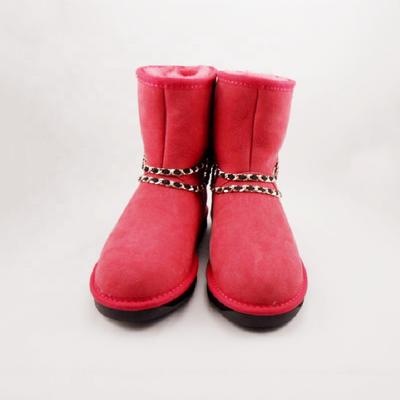 HQB-WS187 OEM/ODM customized high quality winter thermal fashion style genuine sheepskin snow boots for woman