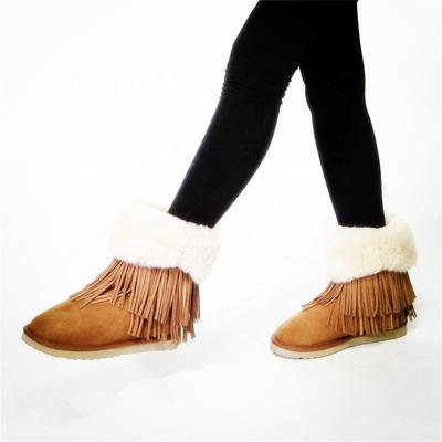 HQB-WS097 OEM customized premium quality winter thermal fashion style genuine sheepskin boots for women