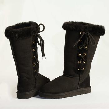 HQB-WS228 OEM/ODM customized high quality winter thermal fashion style genuine sheepskin snow boots for woman