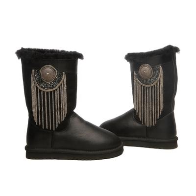 HQB-WS164 OEM customized premium quality winter thermal classic style genuine sheepskin snow boots for women