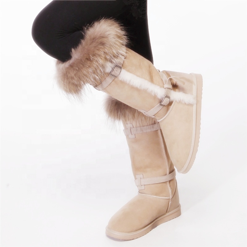 HQB-WS073 OEM customized premium quality winter thermal fashion style genuine sheepskin boots for women