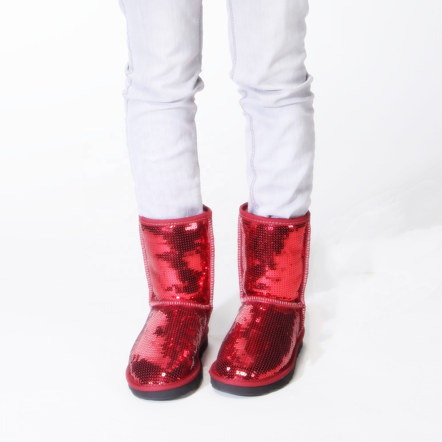 HQB-WS081 OEM customized premium quality winter thermal fashion style genuine sheepskin boots for women
