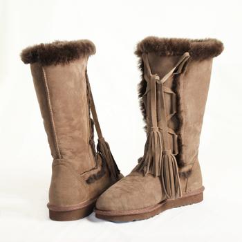HQB-WS225 OEM/ODM customized premium quality winter thermal fashion style genuine sheepskin boots for women