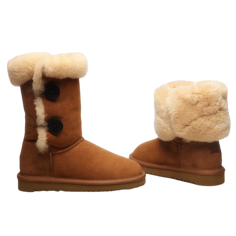 HQB-WS135 OEM customized premium quality winter thermal classic style genuine sheepskin boots for women