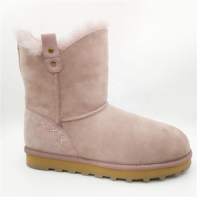 HQB-WS031 Factory hot sale snow boots custom premium quality winter boots genuine two face sheepskin boots for girls