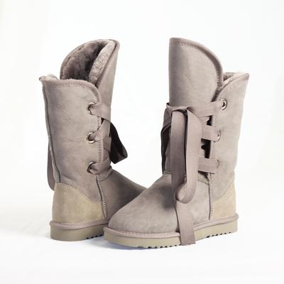 HQB-WS212 OEM/ODM customized high quality winter thermal fashion style genuine sheepskin snow boots for woman