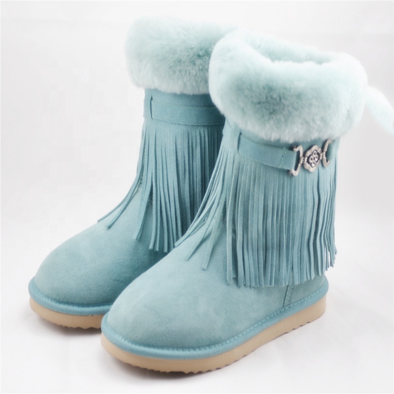 HQB-WS130 OEM customized premium quality winter thermal classic style genuine sheepskin snow boots for women