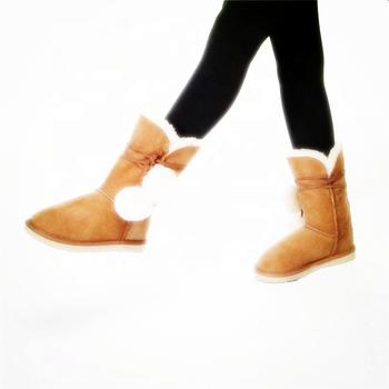 HQB-WS093 OEM customized premium quality winter thermal fashion style genuine sheepskin boots for women