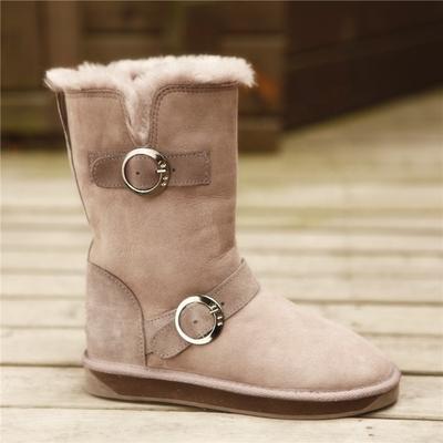 HQB-WS044 OEM customized premium quality winter thermal fashion style genuine sheepskin snow boots for women