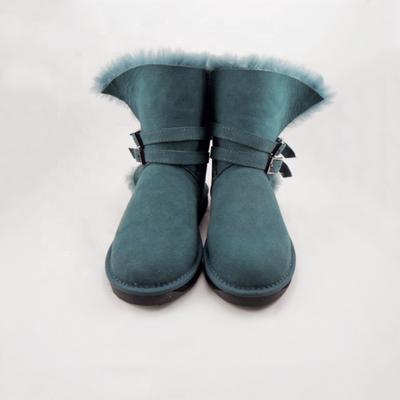 HQB-WS183 OEM/ODM customized high quality winter thermal fashion style genuine sheepskin snow boots for woman
