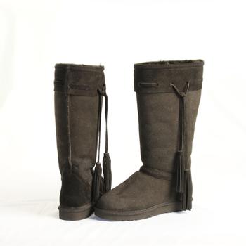 HQB-WS231 OEM/ODM customized high quality winter thermal fashion style genuine sheepskin snow boots for woman