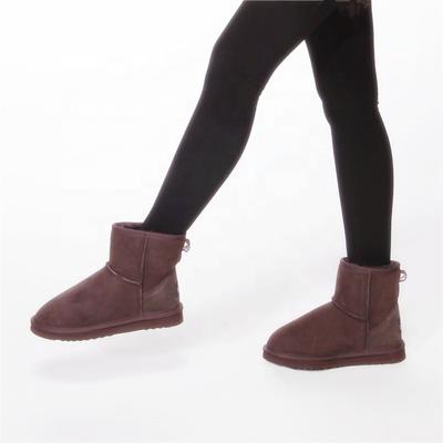 HQB-WS062 OEM customized premium quality winter thermal fashion style genuine sheepskin snow boots for women