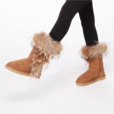 HQB-WS074 OEM customized premium quality winter thermal fashion style genuine sheepskin snow boots for women