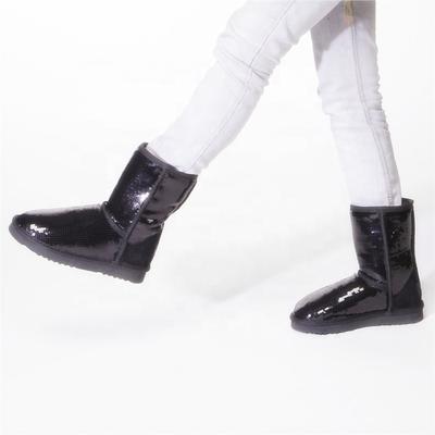HQB-WS082 OEM customized premium quality winter thermal fashion style genuine sheepskin snow boots for women