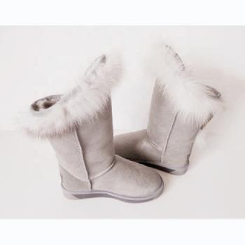 HQB-WS176 OEM/ODM customized high quality winter thermal fashion style genuine sheepskin snow boots for woman