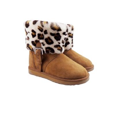 HQB-WS203 OEM/ODM customized high quality winter thermal fashion style genuine sheepskin snow boots for woman