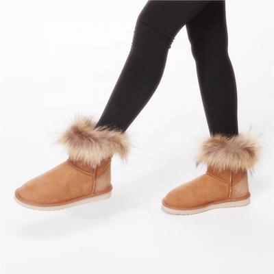 HQB-WS075 OEM customized premium quality winter thermal fashion style genuine sheepskin boots for women