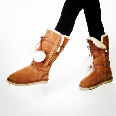 HQB-WS094 OEM customized premium quality winter thermal fashion style genuine sheepskin snow boots for women