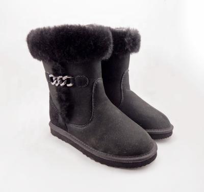 HQB-WS184 OEM/ODM customized high quality winter thermal fashion style genuine sheepskin snow boots for woman