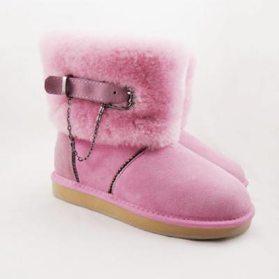 HQB-WS180 OEM/ODM customized high quality winter thermal fashion style genuine sheepskin snow boots for woman