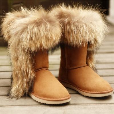 HQB-WS042 OEM customized premium quality winter thermal fashion style genuine sheepskin snow boots for women