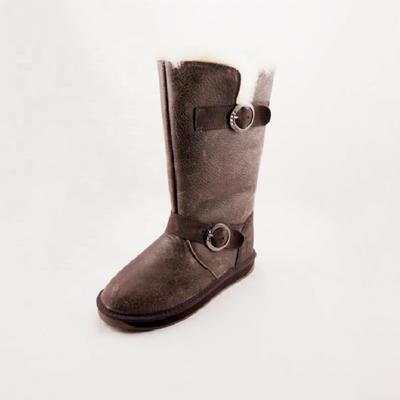 HQB-WS204 OEM/ODM customized high quality winter thermal fashion style genuine sheepskin snow boots for woman