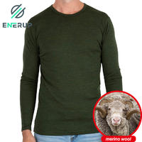 Double layer wool Long Sleeve thermal underwear moisture wicking shirts