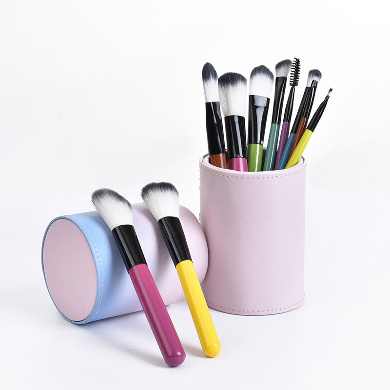 Free sample Pink&Blue color private label mermaid Cosmetic Brush Set