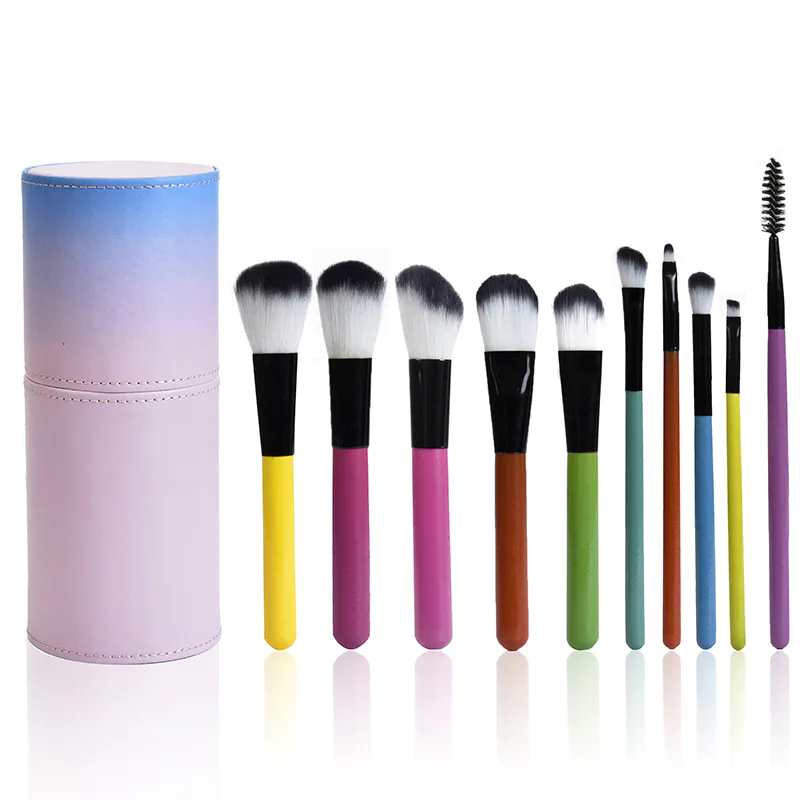 Set di pennelli cosmetici sirena a marchio del distributore di colore rosa e blu campione gratuito