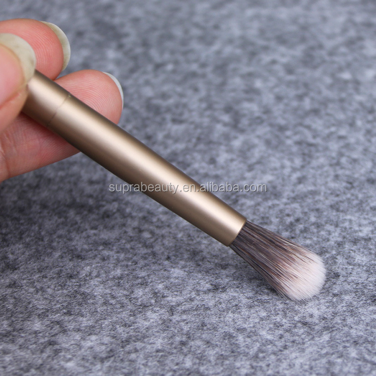 High quality synthetic hair double head makeup double sided aluminum handle cosmetic eye shadow mixing brush