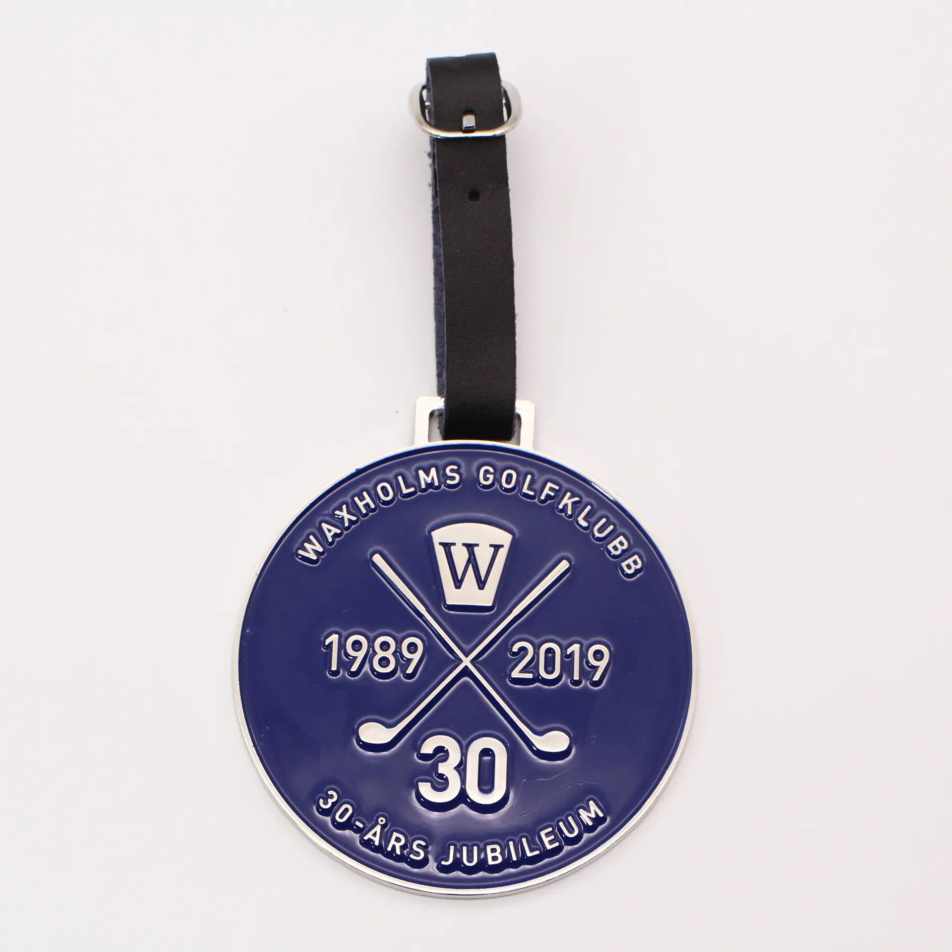 Good quality custom metal golf enamel bag tag golf with leather belt