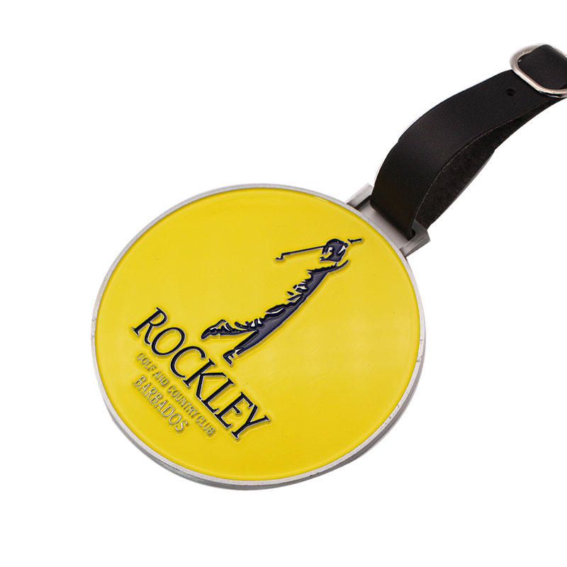 2020个性化圆形金属批发球杆高尔夫球标签与pu皮革表带