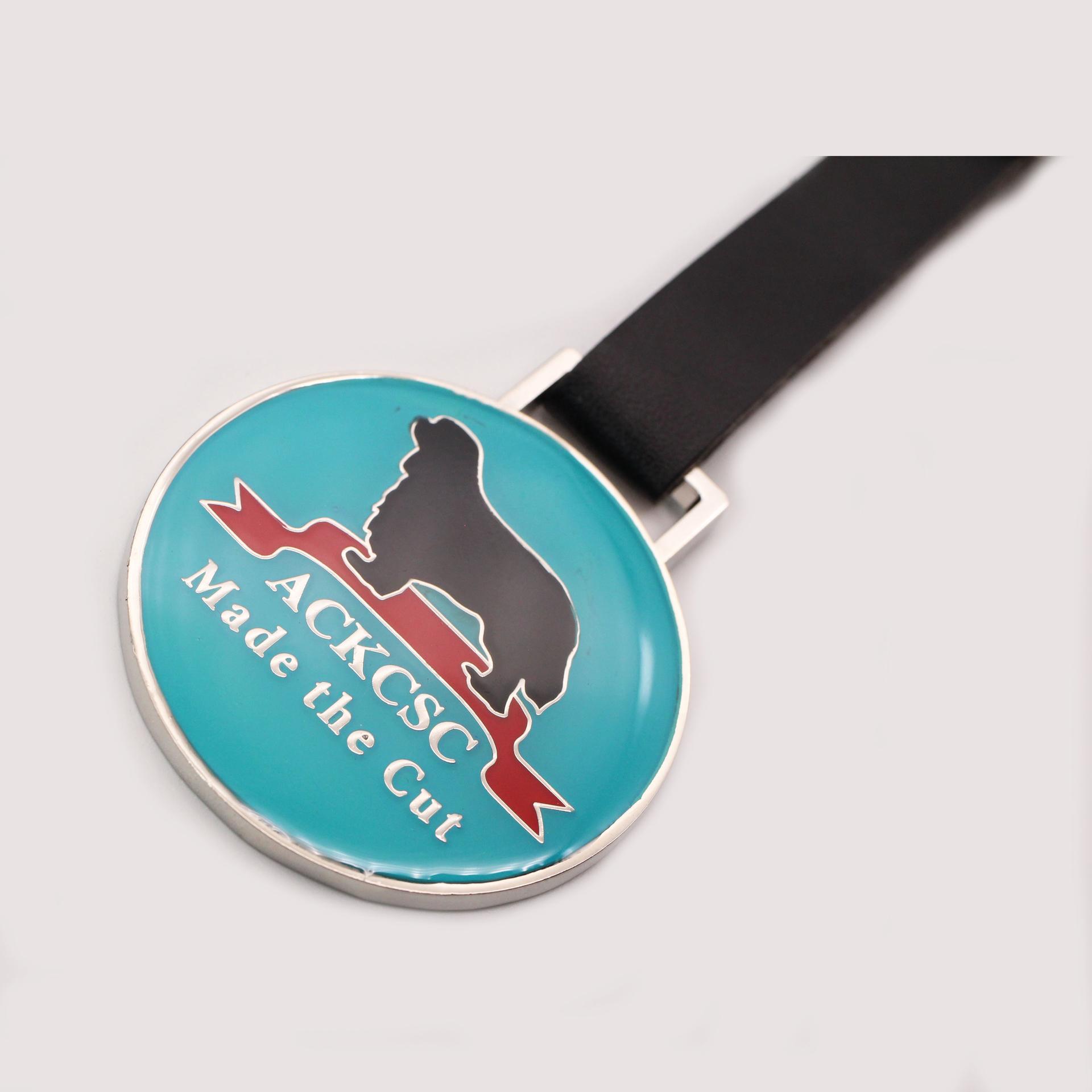 2020 Personalized round metal wholesale club golf tag with pu leather strap