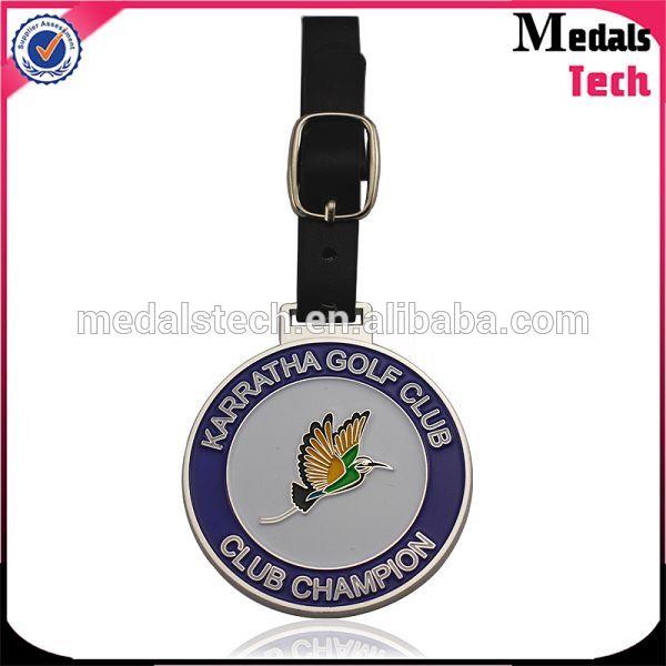 Factory wholesale custom plating gold silver brass metal golf bag tags