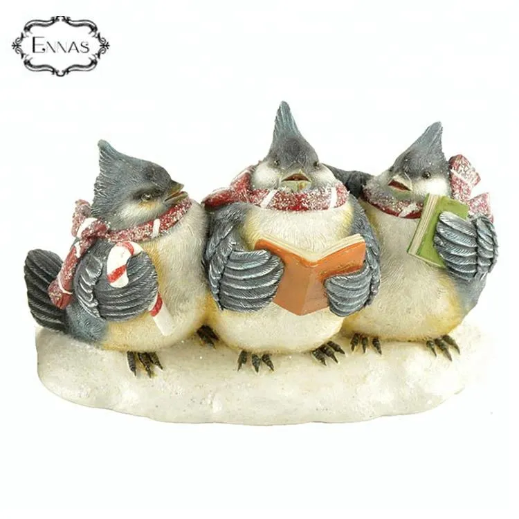 Polyresin blue bird family figurines for gifts and decoration