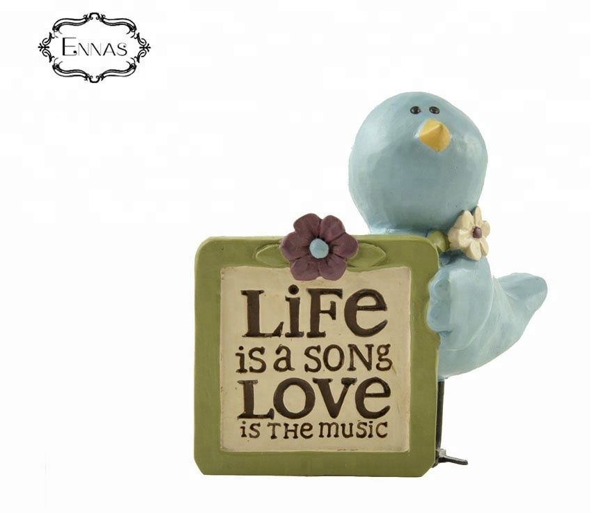 Customized cute bird handmade gifts Resin bird ornament with clip and rope