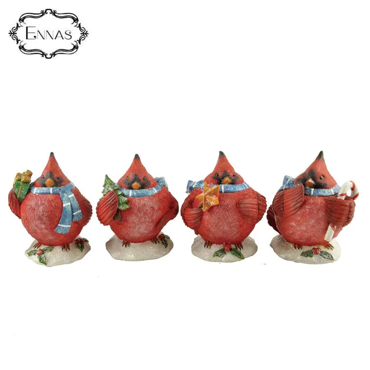 Resin Red Auerbach Cardinal Bird figurines for Christmas decoration