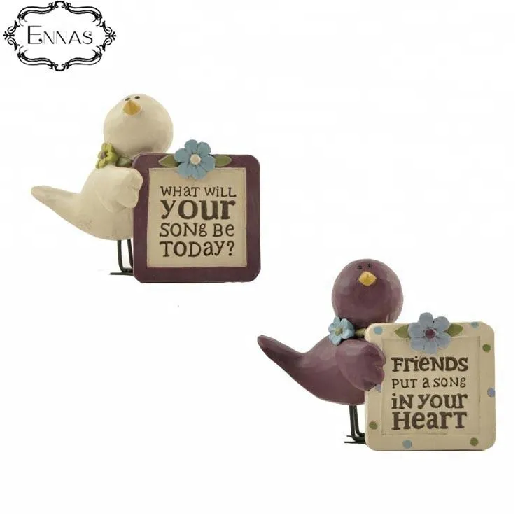 Resin souvenir fashion 3d bird and words figurines for friends